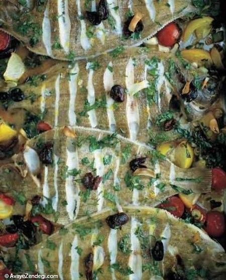ماهی حلوای تنوری با سبزیجات مدیترانه ای