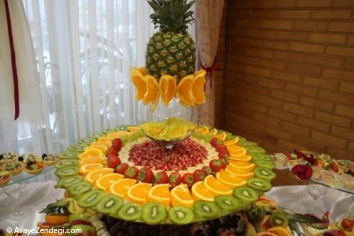  تزیین میوه به شکل طاووس 