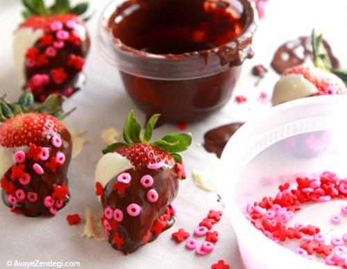  توت فرنگی های شکلاتی خوشمزه و رمانتیک 