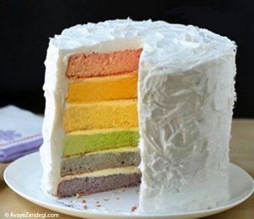 کیک خوشگل و رنگارنگ با رنگ های طبیعی