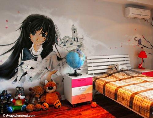 دکوراسیون اتاق کودکان با نقاشی‌دیواری‌های بچگانه 