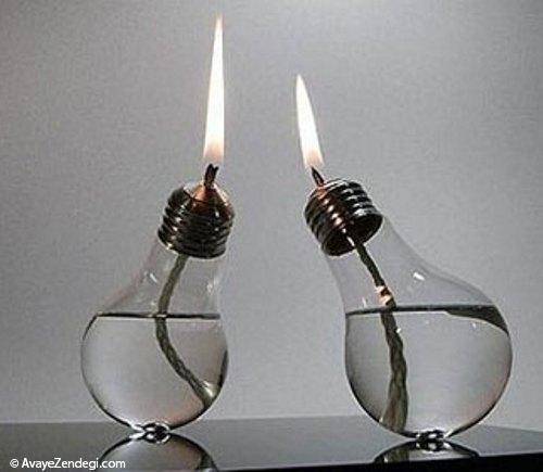  با لامپ سوخته چراغ نفتی بسازید 