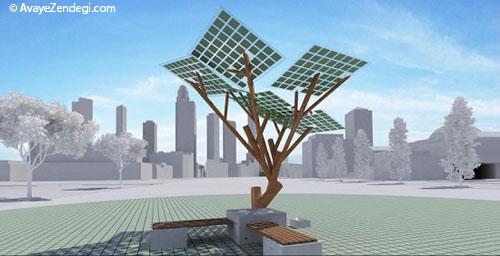 درخت خورشیدی که وایرلس رایگان و قابلیت شارژ تلفن همراه را دارد