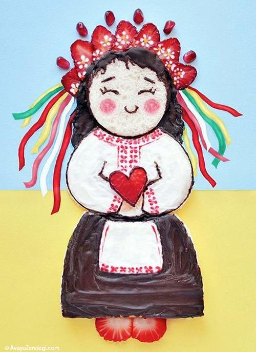 هنرنمایی دختر اوکراینی با مواد غذایی