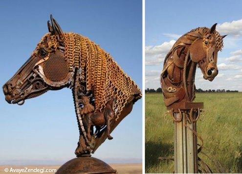 خلق مجسمه های زیبا با ضایعات فلزی