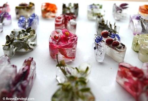 خلاقیت جالب با گل و یخ