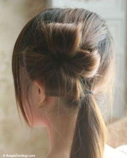 آموزش بستن موی دخترانه به شکل گل 