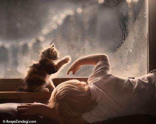 عکس های جالب و دوست داشتنی کودک و گربه