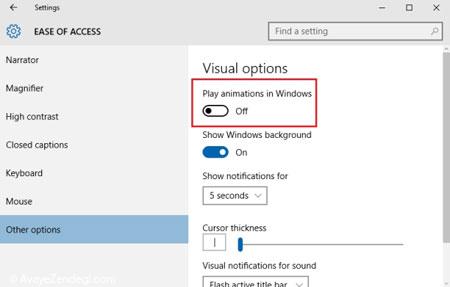  ترفند غیرفعال کردن انیمیشن های ویندوز ۱۰ 