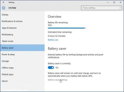 کاهش مصرف باتری لپ‌تاپ و تبلت در ویندوز 10