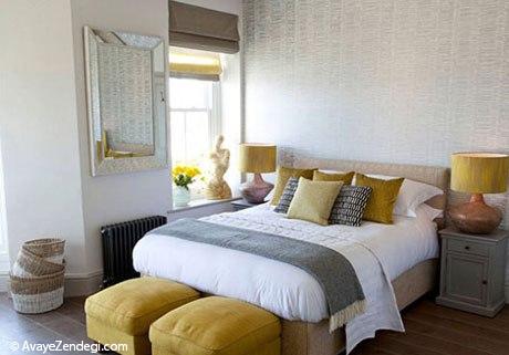 اتاق خواب، فقط زرد و خاکستری!