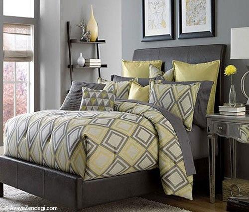 اتاق خواب، فقط زرد و خاکستری!
