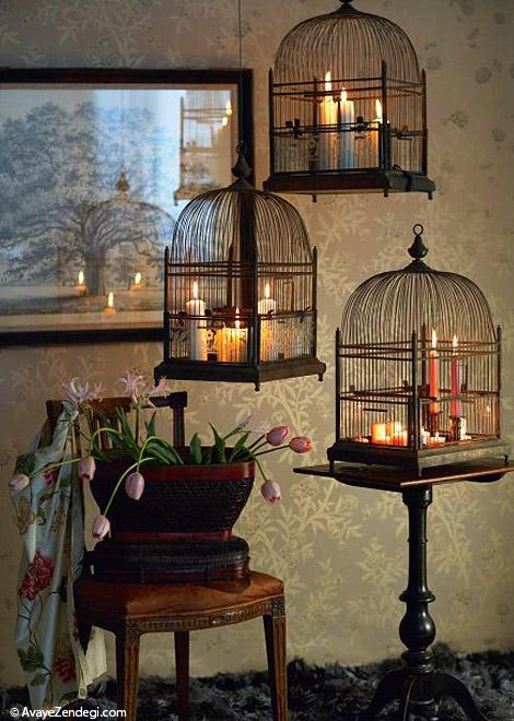 ایده های دکور عاشقانه از قفس های پرندگان تزئینی